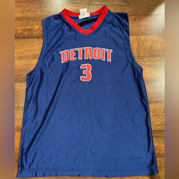Detroit Pistons Ben Wallace Jersey Size 18 / 20 Youth NBA Blue Red - Picture 1 of 6